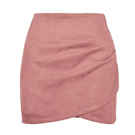 Women Retro Solid Color Irregular Suede Skirt - Image 5