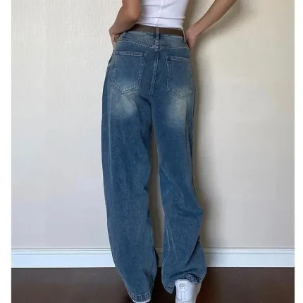 Women Retro Loose High Waist Straight Jeans - Image 4