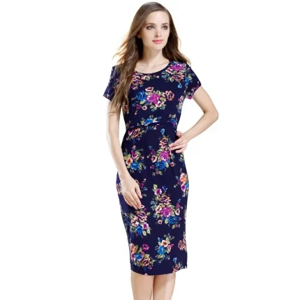 Summer Pregnant Women Fashion Casual Floral Printed Short Sleeve Breastfeeding Dress - Image 5
