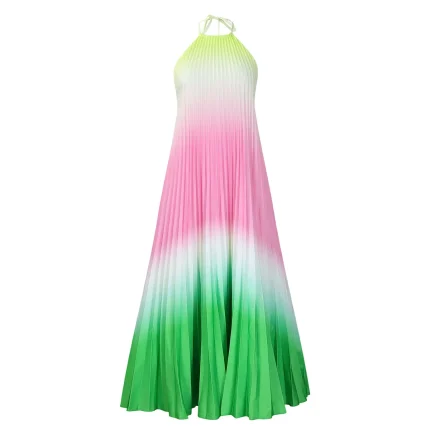 Women Fashion Sexy Halter Neck Backless Gradient Pleated Dress - Image 6