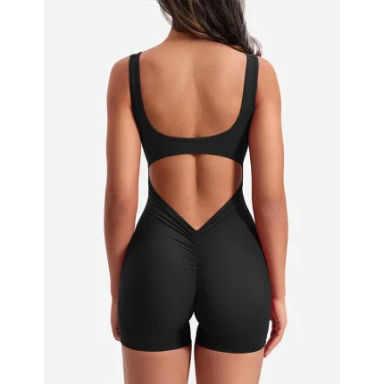 Women Fashion Sexy Backless U-Neck Sleeveless Yoga Sports Rompers - Image 3