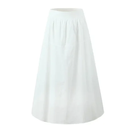 Women Summer Vacation Crop Top Long Skirt White Set - Image 4