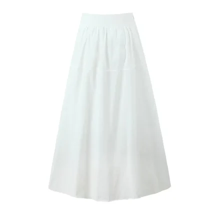 Women Summer Vacation Crop Top Long Skirt White Set - Image 5