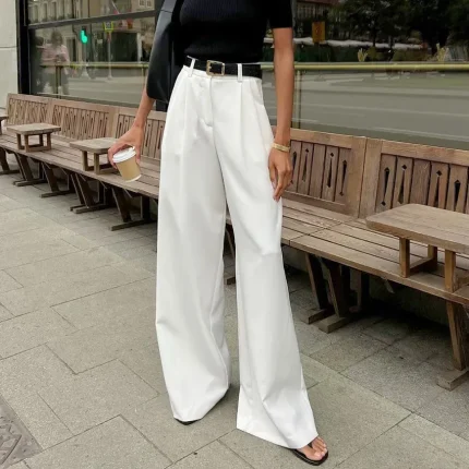 Women Fashion Casual Simple High Waist Loose Pants - Image 5