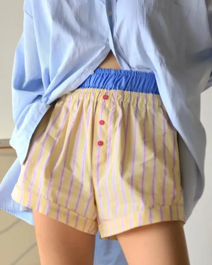 Women Fashion Casual Contrast Color Stripe Shorts - Image 8