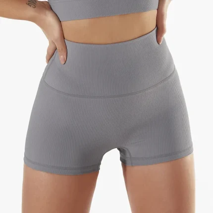Women Fashion Solid Color Seamless Breathable High Waist Yoga Sports Shorts - Image 4