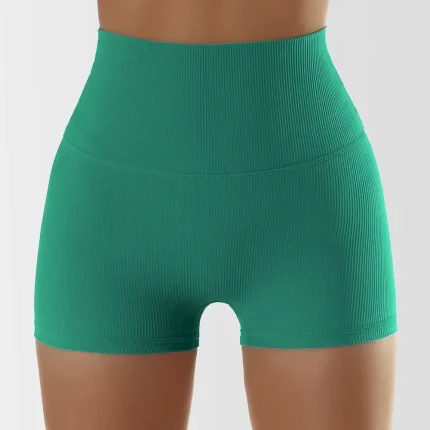 Women Fashion Solid Color Seamless Breathable High Waist Yoga Sports Shorts - Image 7